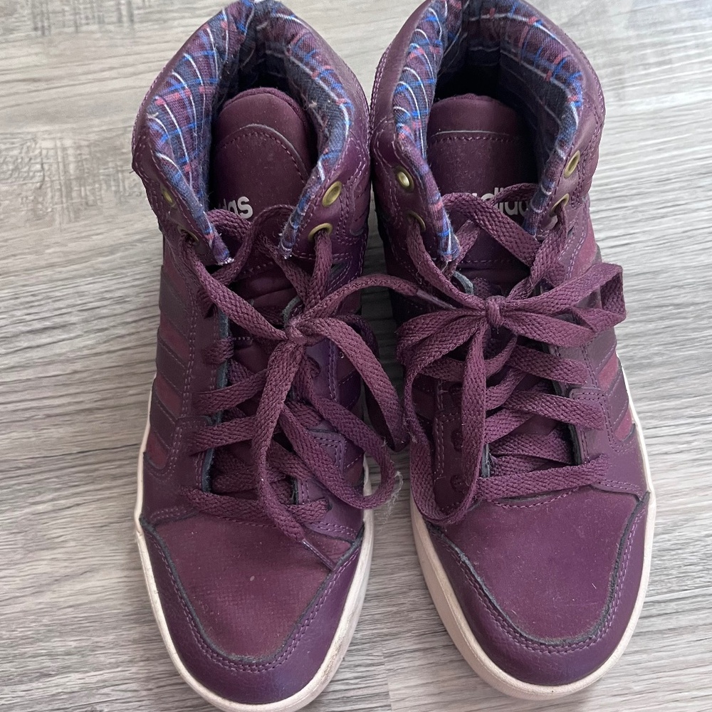 Adidas Neo Raleigh Mid Purple Plaid sneaker womens 7.5 EUC - Picture 3 of 9